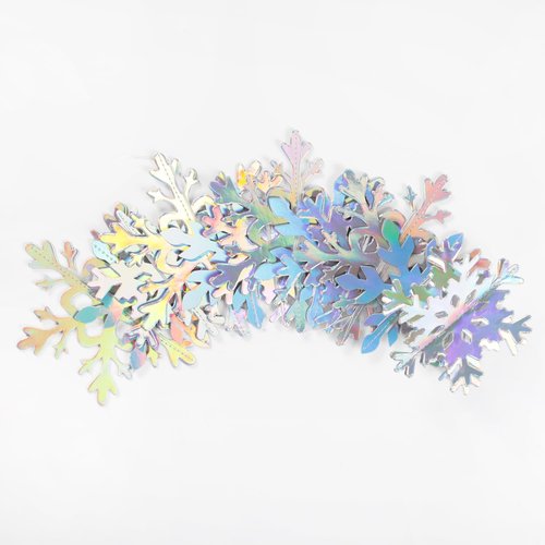 Hugtmr Iridescent Holographic Snowflake Garland - 12Pcs 3D Winter Wonderland Decorations | Perfect for Christmas & Parties