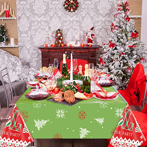 3 Pack Plastic Ugly Sweater Tablecloths 54 x 108 in Christmas Party Covers