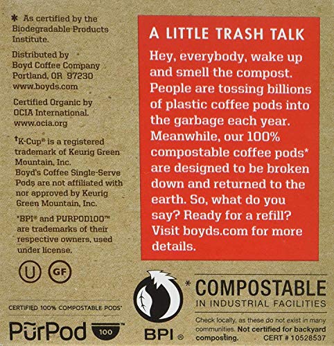 Boyd's Organic Red Wagon Dark Roast Coffee Pods - Keurig Compatible, 72 Count