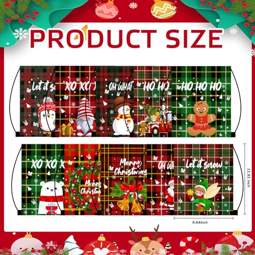Aliceset 50 Pcs Christmas Drawstring Gift Bags Buffalo Plaid - 9.84x11.81in Stocking Snack Wrapping Sacks