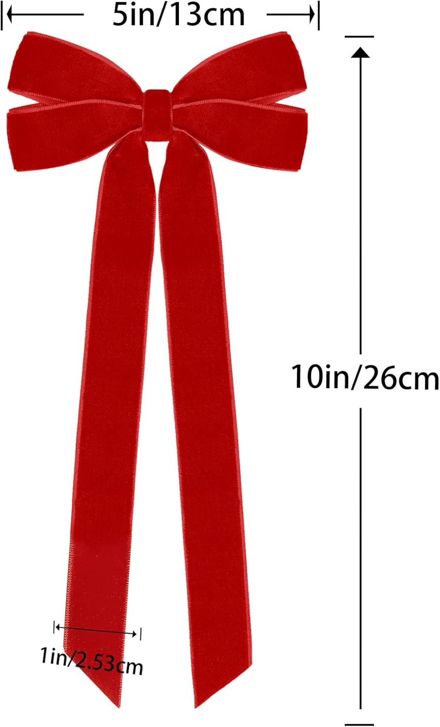 Red Velvet Ribbon Bows by [Brand Name] - 12Pcs Christmas Tree Decorations | 5in x 10in Holiday Ornaments