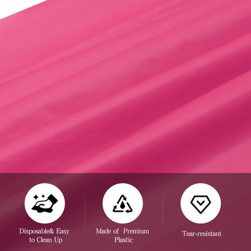 Hot Pink 6 Pack Plastic Table Cloth 54" x 108", Disposable Tablecloths Rectangle Table Cover, Plastic Tablecloths for Parties