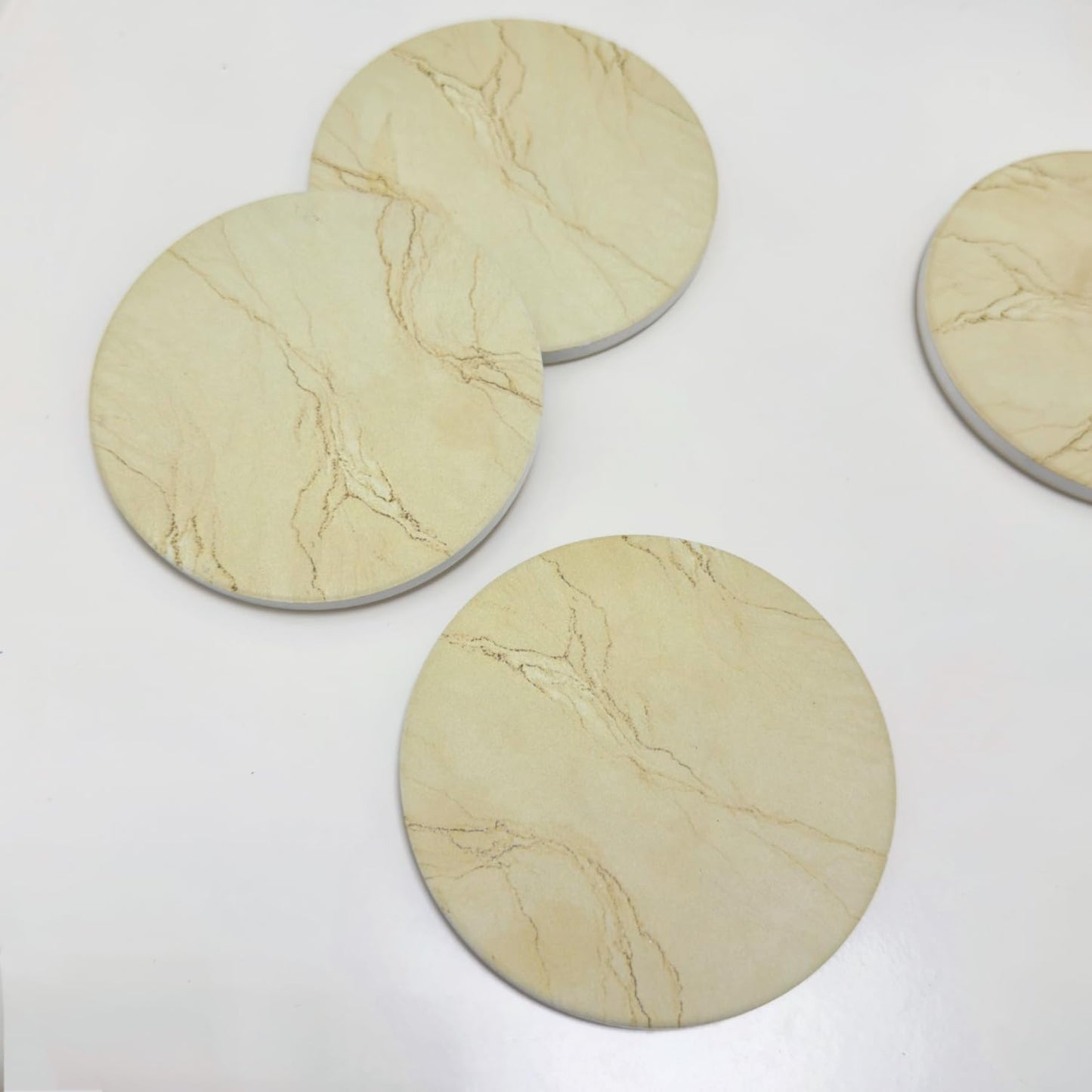 TSOUFAC 6Pcs Drink Coasters with Holder, Marble Style Ceramic Drink Coaster, Absorbent Coasters Set Suitable for Kinds of Cups, Modern Style Coasters for Coffee Table, 4 Inches