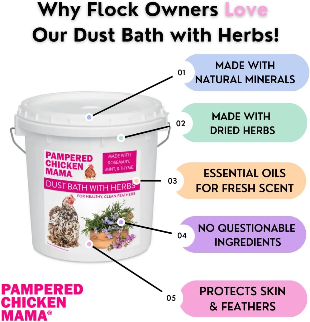 Pampered Chicken Mama Herbal Dust Bath for Clean Feathers - Natural Poultry Supplies (8 lbs)