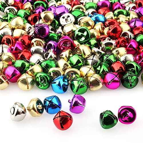 Luter 100pcs Multicolor Christmas Bells Ornaments - 0.5 Inch Small Jingle Bells Bulk for Wreath, Jewelry Making & Home Decoration (7 Colors)