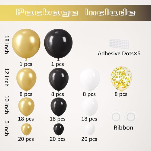 Black and Gold Balloon Garland Arch Kit by 2025 - Elegant Party Decorations with Gold Foil Curtains for Graduation, Birthday, and Anniversary Celebrations