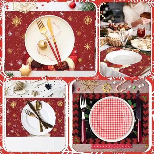 6-Piece Christmas Placemats 18x12 in Set with Santa & Angel Designs