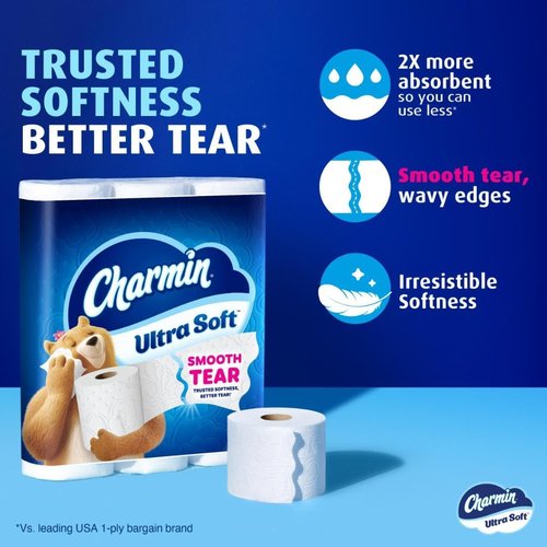 Charmin Ultra Soft Toilet Paper - 6 Mega Rolls for Ultimate Comfort | Equivalent to 24 Regular Rolls