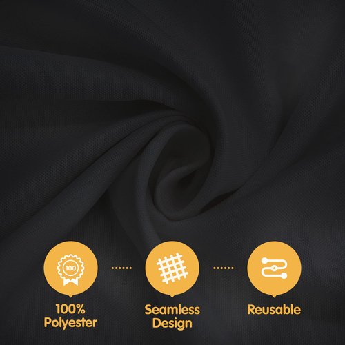 BRILLMAX 4 Pack Black Tablecloths 90 x 132 Inch for 6ft Rectangle Tables - 150 GSM Polyester Fabric, Floor Length Drop, Water, Stain & Wrinkle Resistant Cloth Cover for Wedding Reception Banquet