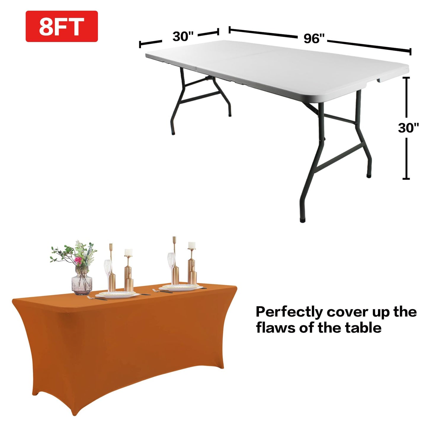 IVAPUPU 2 Pack 4FT Table Cloth for Rectangular Fitted Events Stretch Caramel Table Covers Washable Table Cover Spandex Tablecloth Table Protector for Party, Cocktail, Banquet, Festival (A1A003JT4FT2)