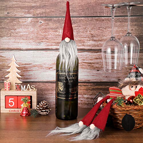 Christmas Gnome Wine Bottle Toppers - Set of 6 Festive Holiday Decorations