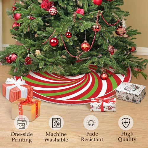 VRW Red and Green Christmas Tree Skirt 36 Inch Holiday Decor for Home & Parties