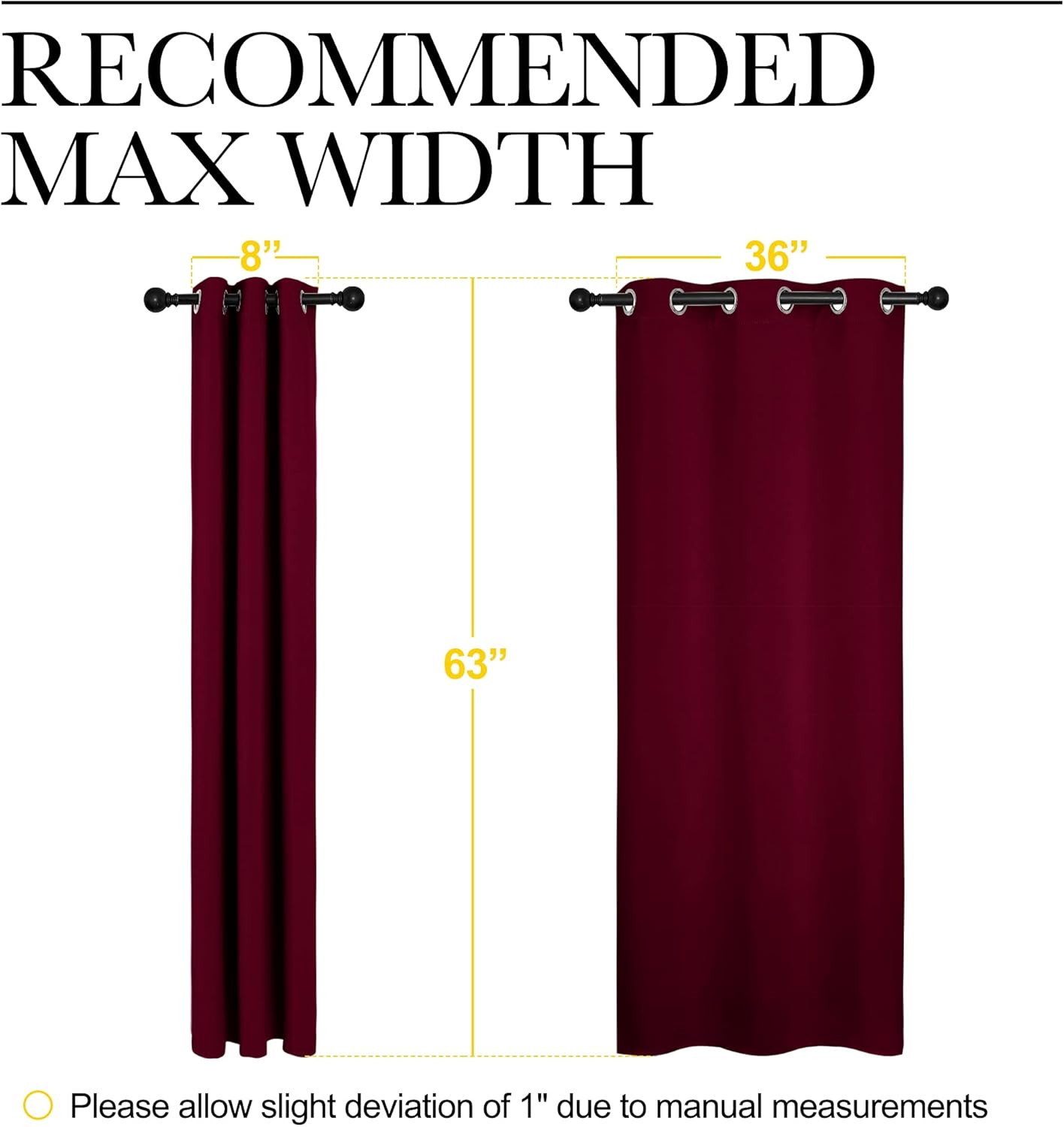 NICETOWN Blackout Curtains - Energy-Efficient Window Drapes for Bedroom & Living Room | Wine Red, 2 Panels, 42x63 Inches