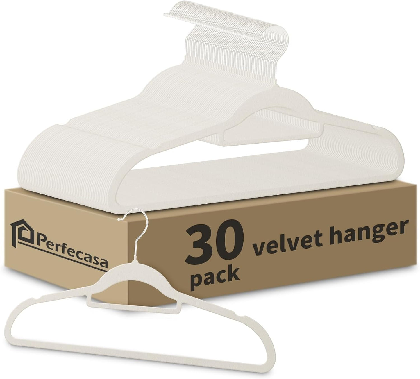 Skiennix Velvet Hangers - 30 Pack Ultra Slim Non-Slip Felt Coat Suit Hangers | Space-Saving 360° Swivel Hook