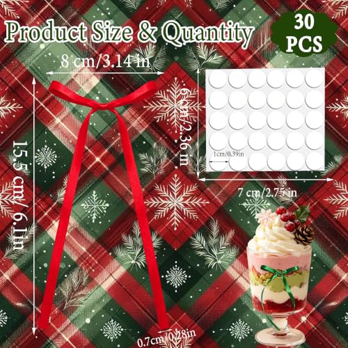 30PCS Red White Green Satin Ribbon Bow Cake Toppers for DIY Holiday Decor