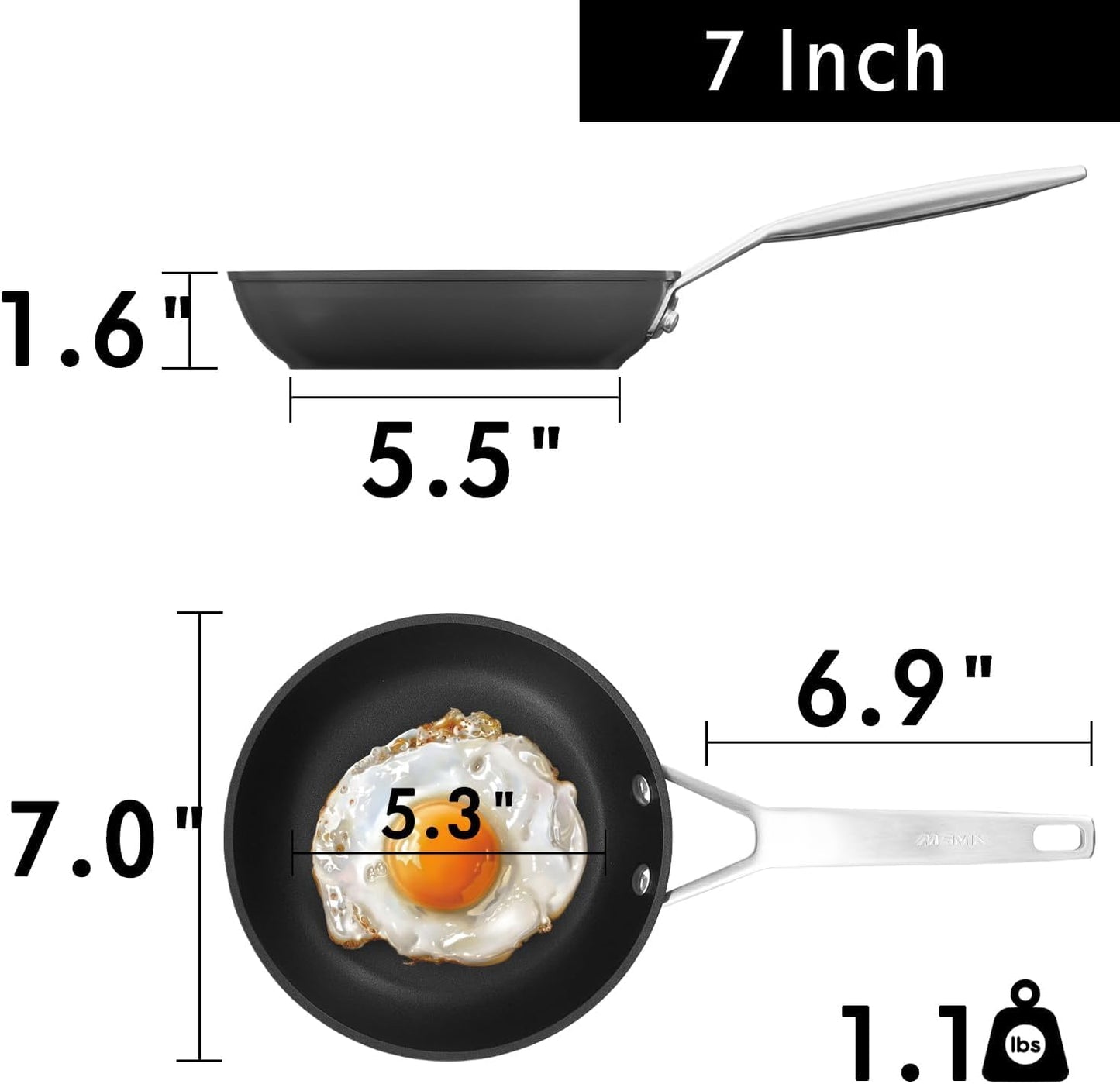 MsMk 7-Inch Nonstick Frying Pan - PFOA-Free, Scratch-Resistant Omelette Skillet for Induction & Gas Cooktops