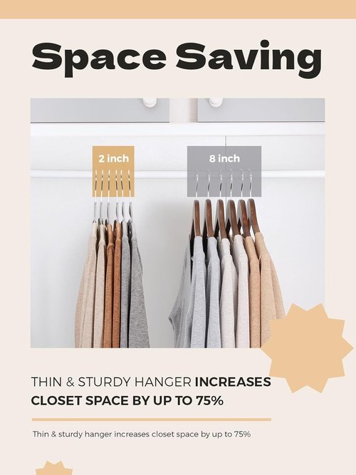 HOUSE DAY Grey Plastic Hangers - 50 Pack Slim Space-Saving Non-Slip Heavy-Duty Coat Hangers for Closet