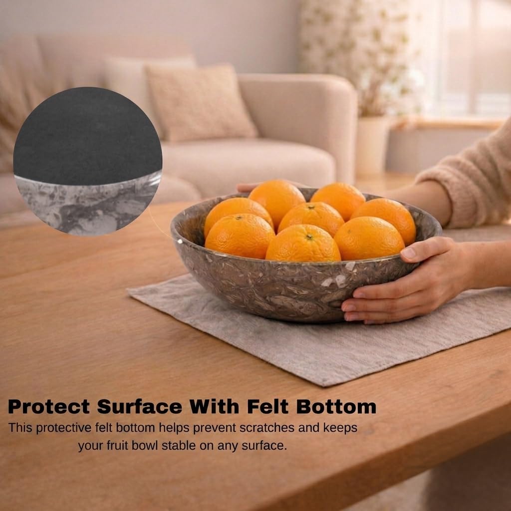 Radicaln Marble Fruit Bowl For Kitchen Counter 10" Inches Oceanic Handmade Decorative Bowl For Kitchen Table, Ideal Key Holder, Candy Dish and Marble Fruit Holder For Dining Table
