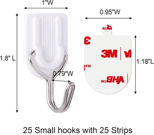 25 Heavy-Duty Wire Hooks by [Brand Name] - No Damage Adhesive Wall Hooks for Keys, Coats, Towels & More