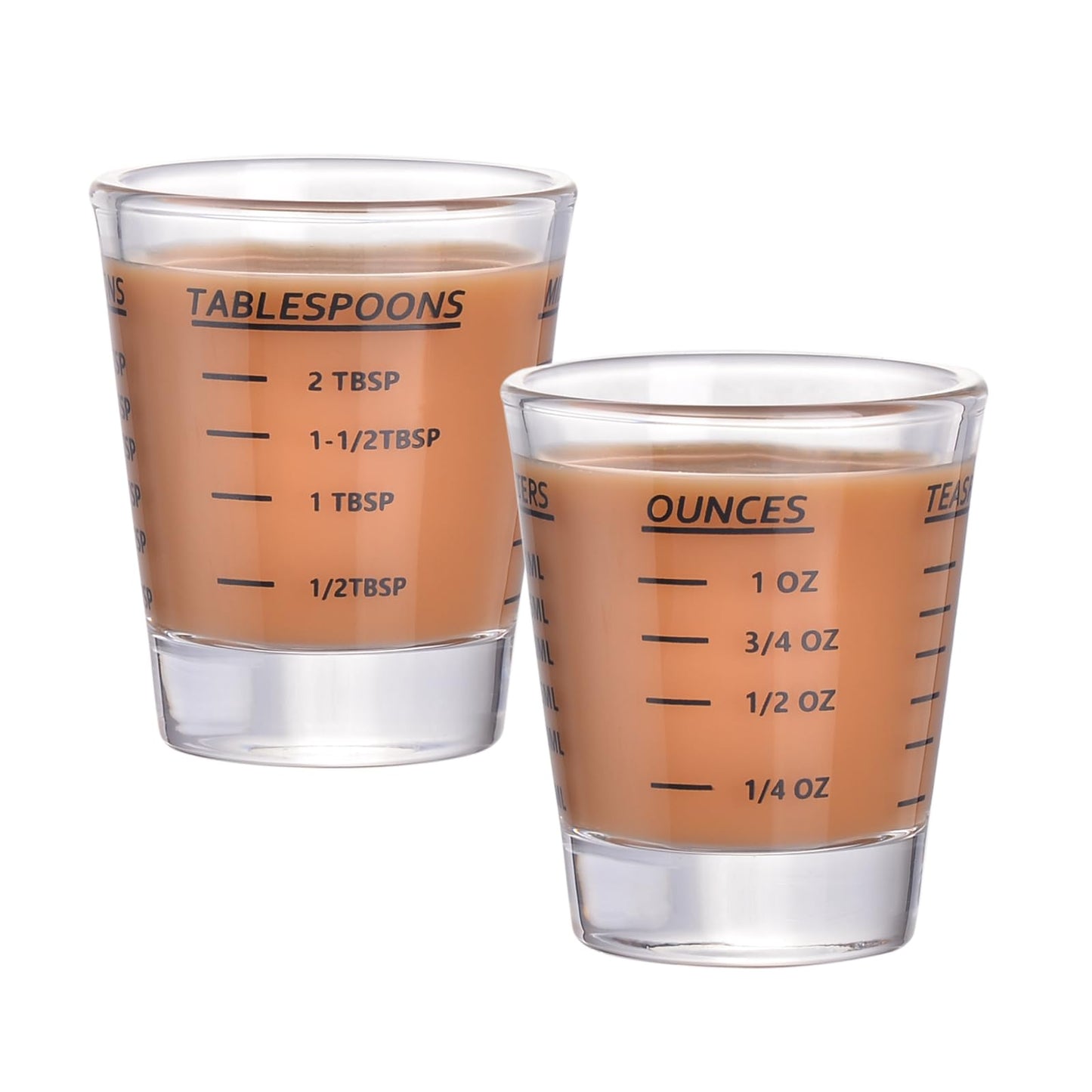 Shot Glass Measuring Cup，Espresso Shot Glass 26-Incremental Measurement 1oz, 2 Tbs, 6 Tsp, 30ml，Kitchen Tools，Bar Bartender Accessories, Jigger for Bartending (2 Pack-Black)