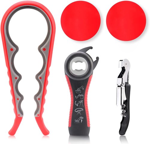 Astofli Jar Opener Set - Easy Twist Lid Openers for Seniors with Arthritis | Includes 2 Rubber Grippers