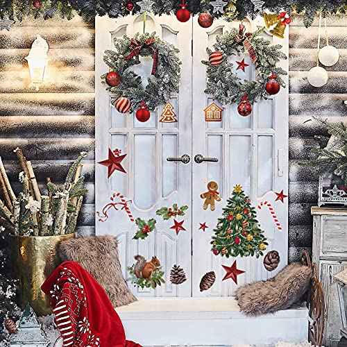4 Sheets Christmas Wall Stickers Decals Removable Merry Christmas Window Walls Cling Tree Art Sticker Xmas Decoration