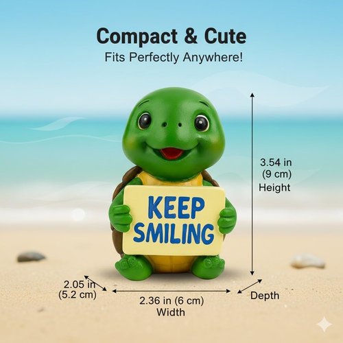 iStatue Resin Turtle Figurine - Cute Hand-Painted Desk Decor | Inspirational Miniature Ornament for Home & Office (Green)