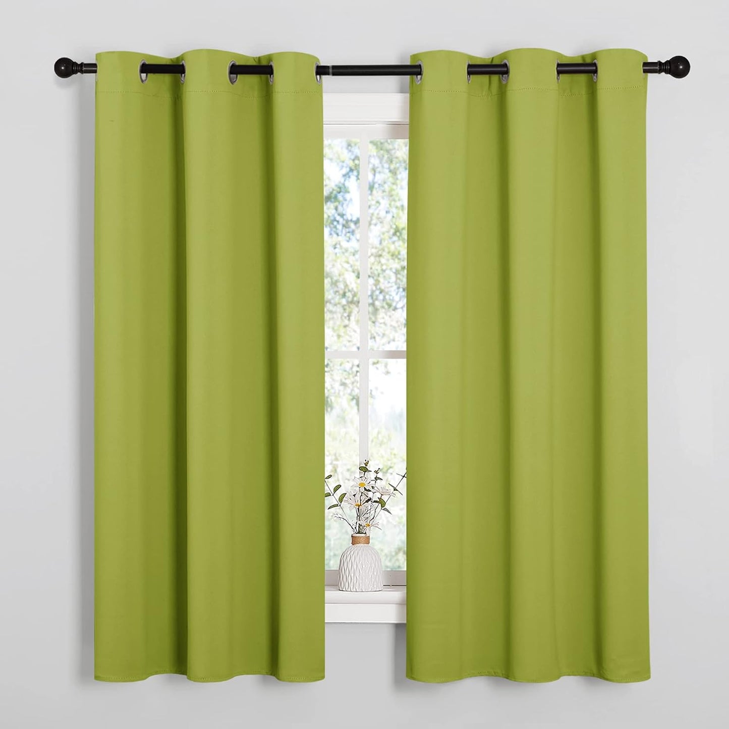 NICETOWN Blackout Curtains - Fresh Green Thermal Insulated Drapes | 40" Length, 29" Wide, 2 Panels for Kitchen