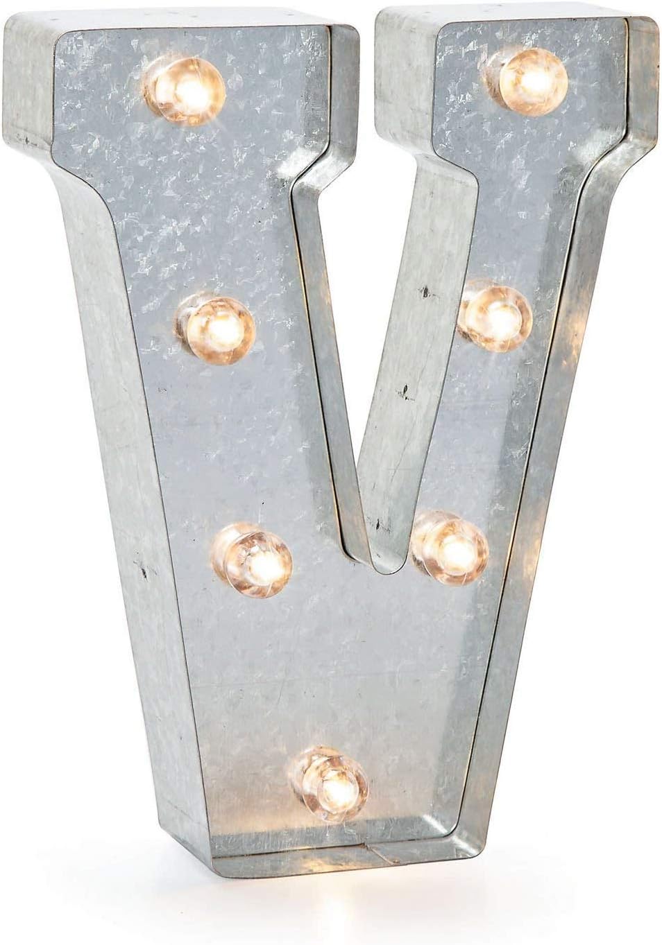 Silver Metal Marquee Letter J - 9.87” Tall Galvanized Decor for Events & Home