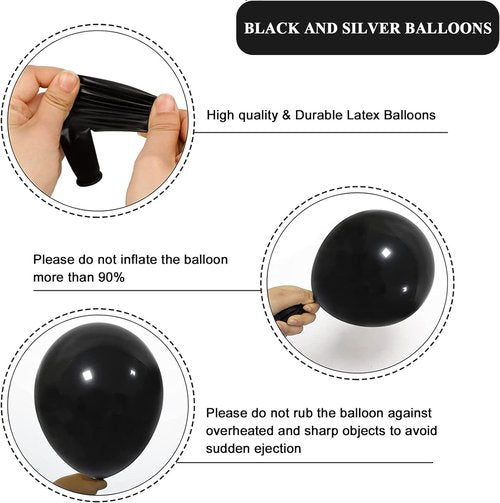 Black & Silver Balloons by [Brand Name] - 67pcs 12-Inch Metallic Balloons for Parties & Celebrations