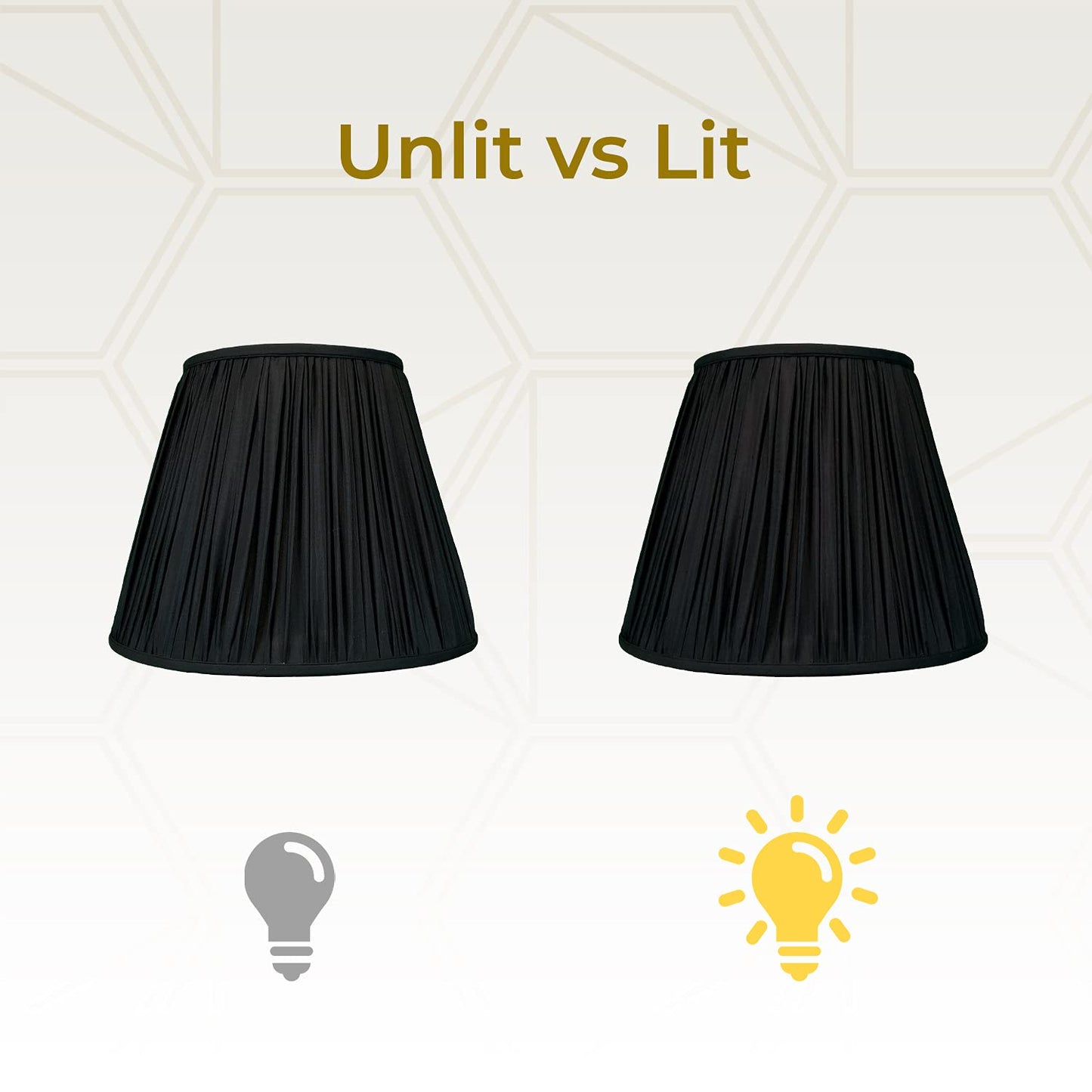 Royal Designs Deep Empire Gather Pleat Basic Lamp Shade, Black, 6 x 12 x 9.25