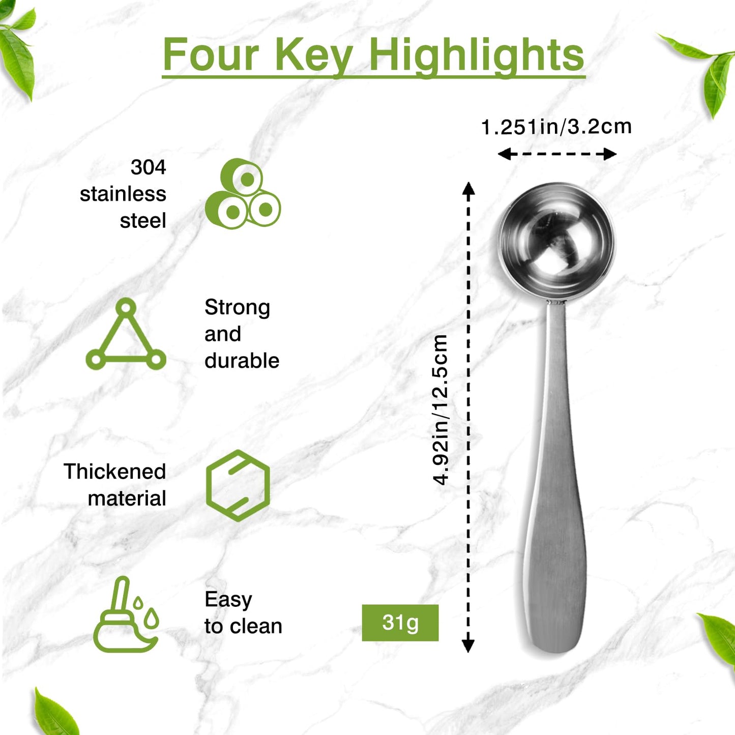 Perfect Measure Loose Leaf Tea Spoon – Premium 18/8 Stainless Steel Tea Scoop for All Tea Types – Connoisseur’s Choice