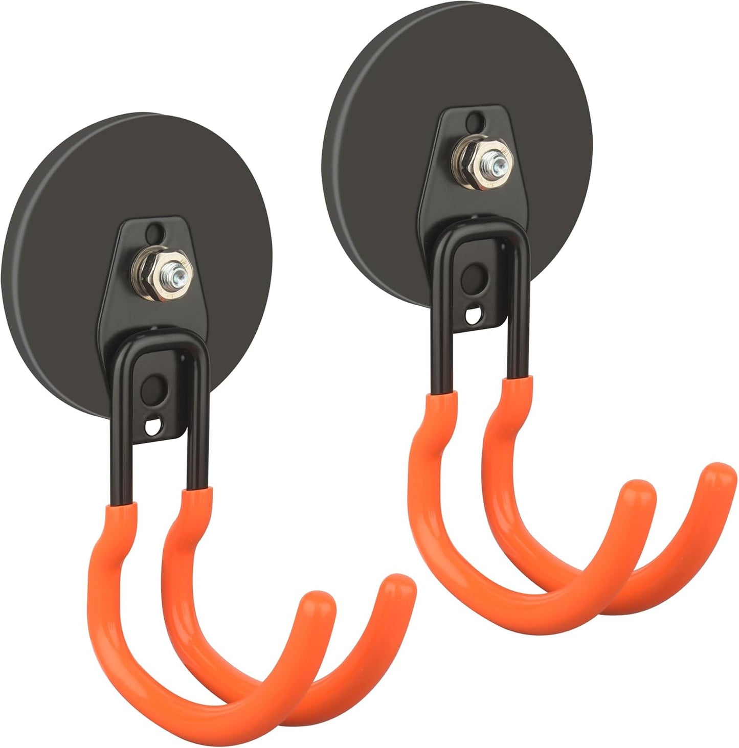 ULIBERMAGNET Ultra-Strong Magnetic Hooks - 40LB Hold for Heavy-Duty Tools | 2 Pack, Orange, 3.46 Inch