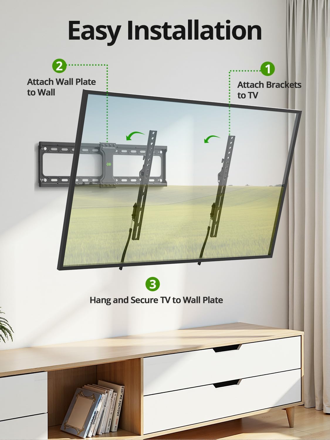 USX MOUNT Tilting TV Wall Mount - Fits 37"-95" Flat & Curved Screens | Max VESA 600x400mm, 132lbs Capacity