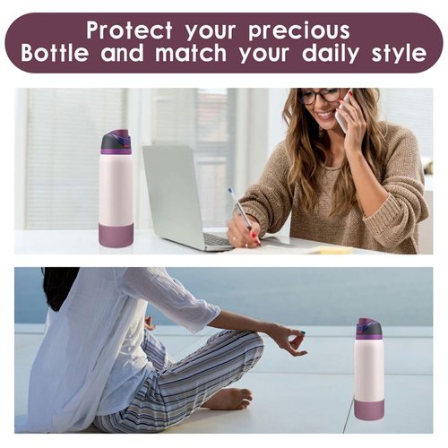 BKBY 2PCS Silicone Water Bottle Boot, Compatible with Owala 24oz 32oz 40oz, Protective Anti-Scratch & Anti-Dent No Noise Sleeve Cover for FreeSip/Twist/Flip Water Bottles (Mauve, 32oz)