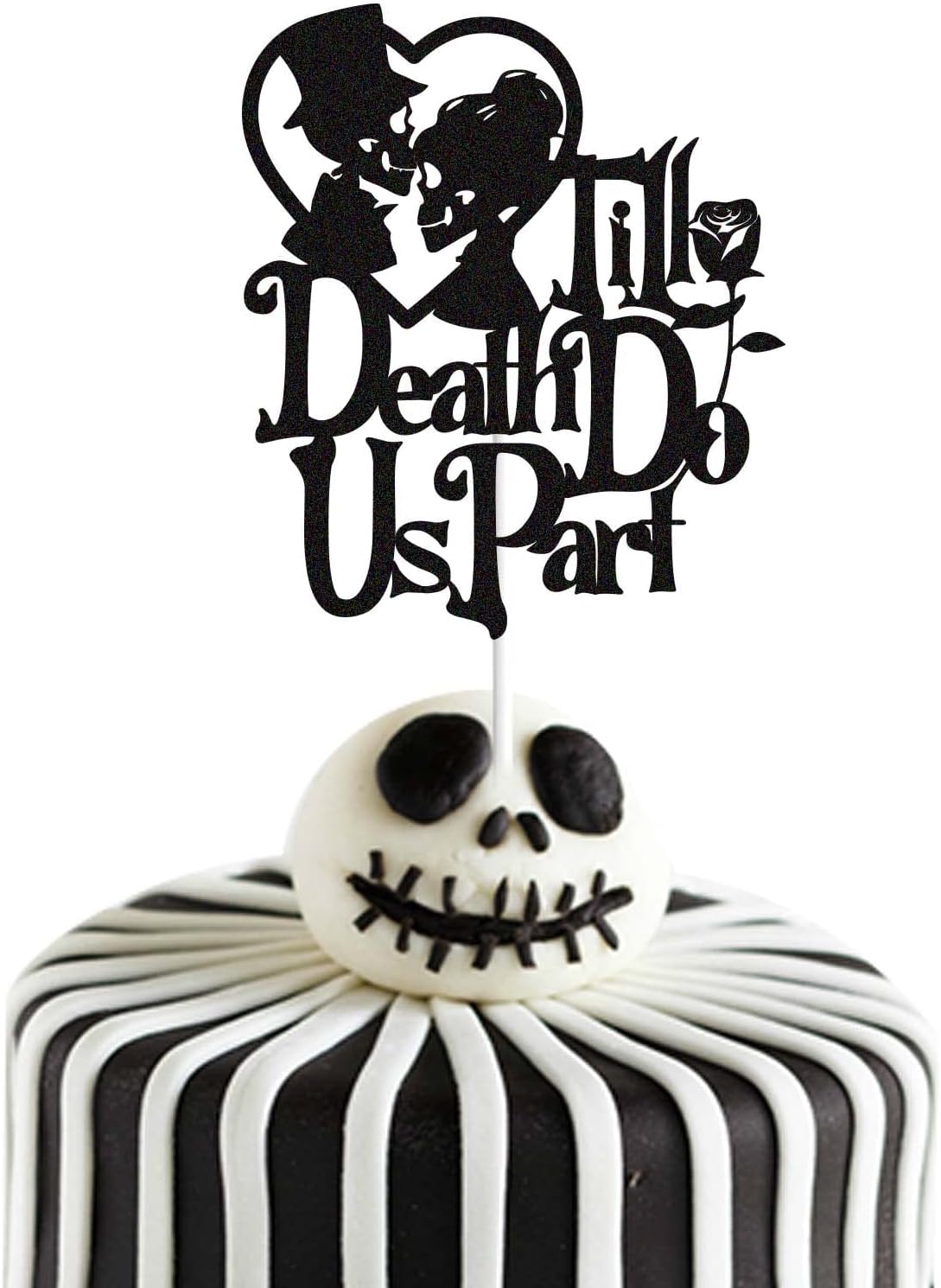 Skiennix Till Death Do Us Part Cake Topper - Skull Silhouette for Halloween Weddings | Party Decorations