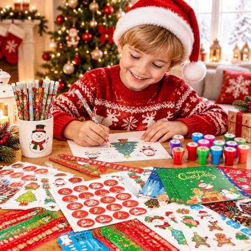 Cholemy 216 Pcs Christmas Party Favors Stationery Set - Stylish