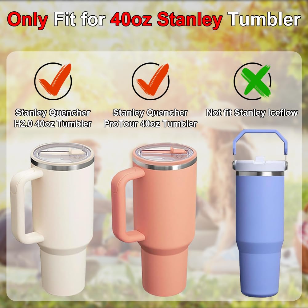 2-Pack Leak Proof Lid Replacement 40 oz, Only Fit for Stanley Quencher H2.0 Tumbler, Reusable Flip Straw Lid Top Cover for Stanley 40oz Cup Accessories, Replacement of Leaking Original Lids, Purple