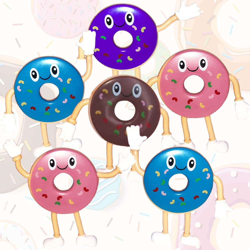 ArtCreativity Bendable Donut Figures, Set of 12, Bendable Toys for Kids, Donut Party Favors for Boys and Girls, Stress Relief Fidget Toys for Kids, Goodie Bag Stuffers, and Pinata Fillers