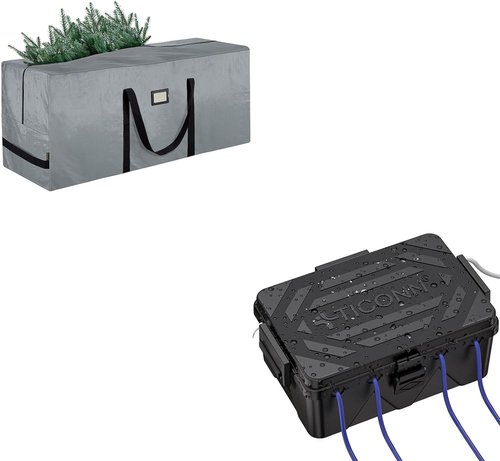 BALEINE Christmas Tree Storage Bag - 7.5 ft with Reinforced Handles & Dual Zippers | IP54 Splash-Proof Electrical Box