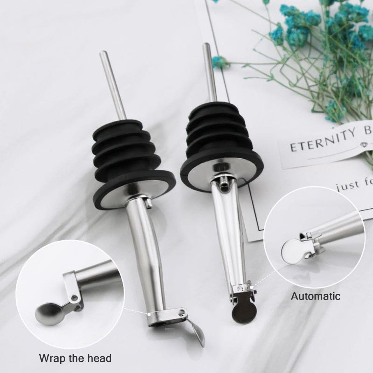 Ziimlpo Liquor Pour Spouts, 12 Pack Classic Bottle Pourers Liquor Pourers with Flip Top, Stainless Steel Pour Spout for Liquor Bottles, for Alcohol, Olive Oil,Bar Bartender Accessories