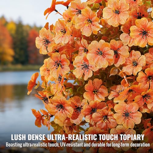 Autumn Orange Artificial Fall Flowers 20-Inch Ground Stakes - 2 Pack