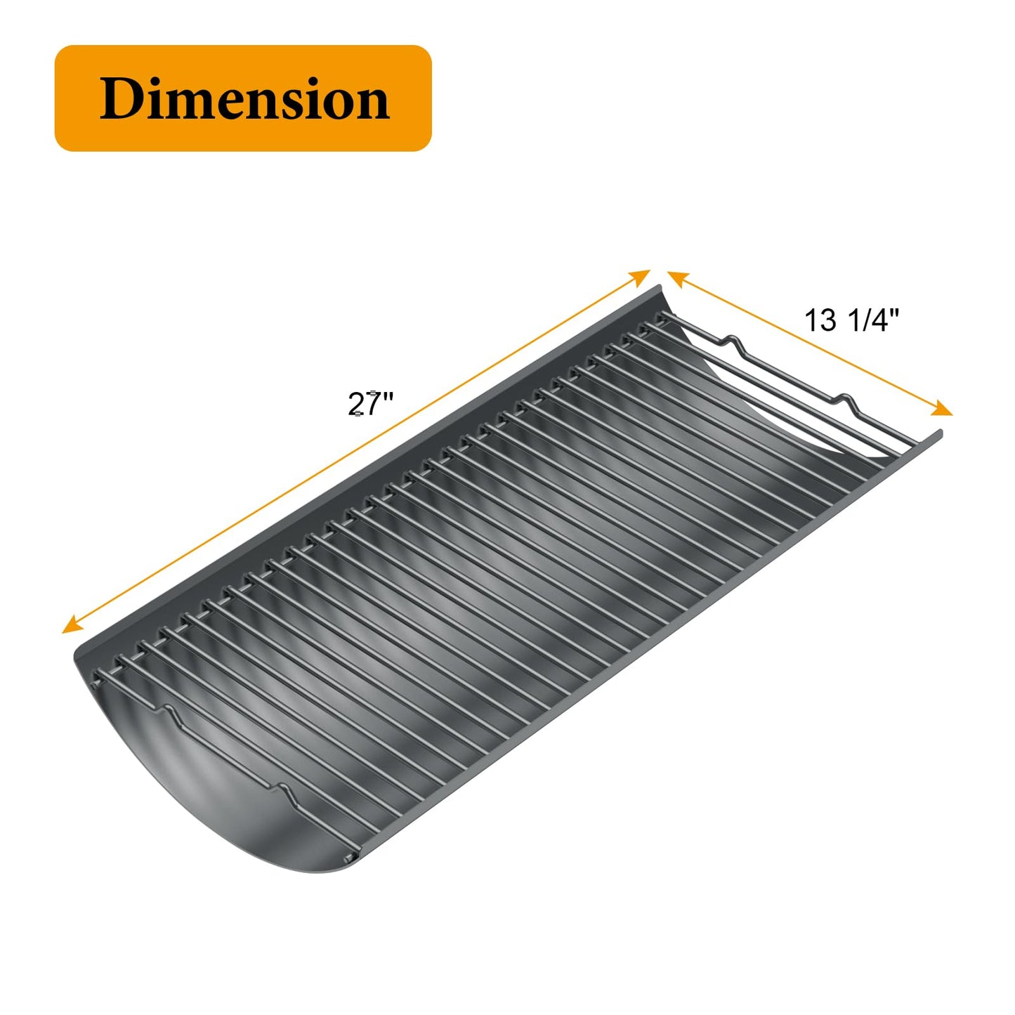 27 Inch Aluminized Steel Ash Pan for Chargriller Charcoal Grills 1224 1324 2121 2222 2727 2828 2929 Replacement Parts with 3pcs Removable Fire Grates and 2pcs Hanger for Charbroil 17302056 Grill