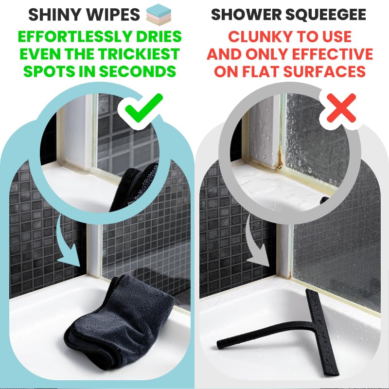 Shiny Wipes XL Drying Towel 4 Pack - Ultra Absorbent, Streak-Free Microfiber Cloth for Home & Bathroom Cleaning