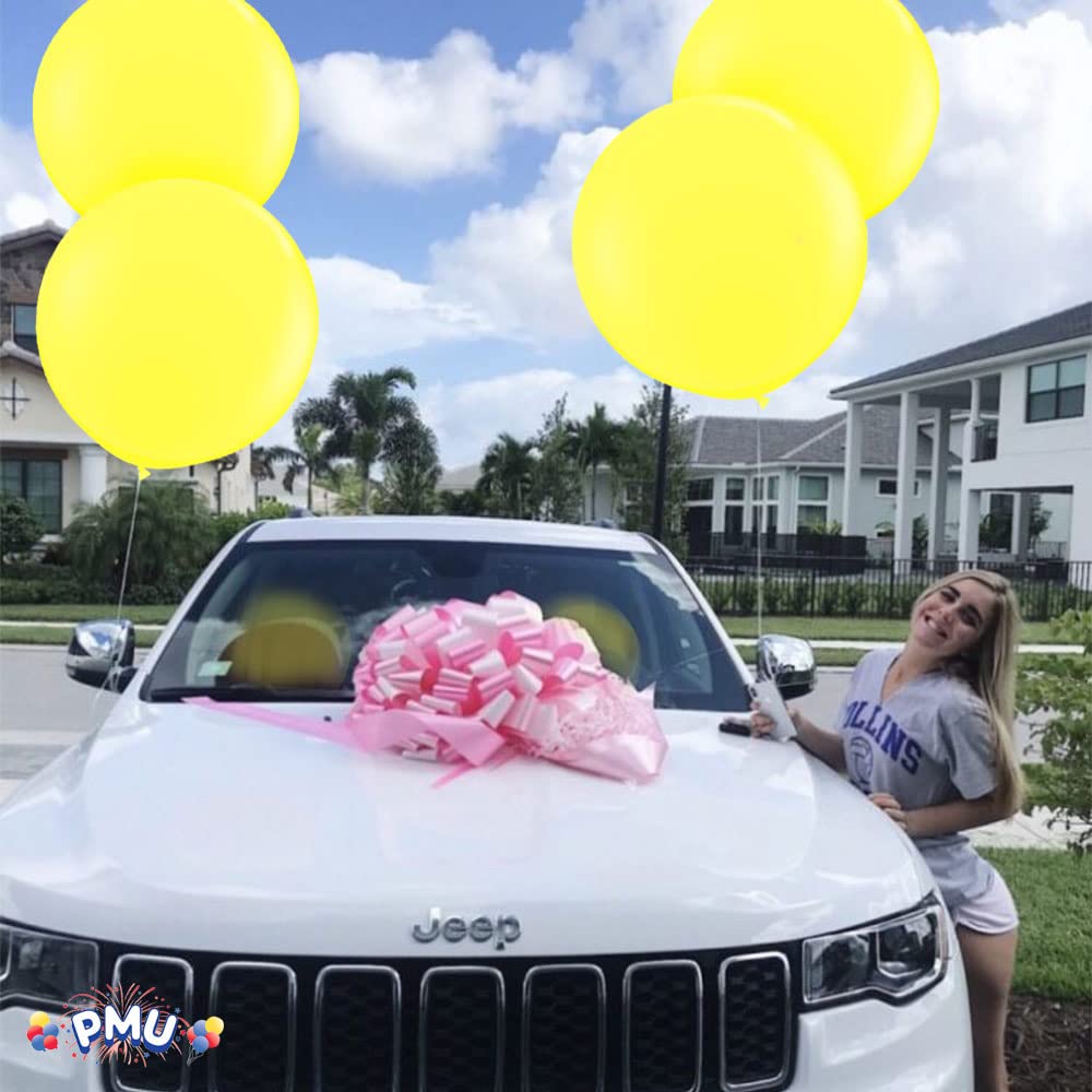 PMU 4 Pcs Premium Latex Balloons - Jumbo Size Balloons for Birthdays, Wedding Parties, Baby Shower, Indoor & Outdoor Party Events & Decoration Supplies - Made in USA, 36 Inch Canary Yellow