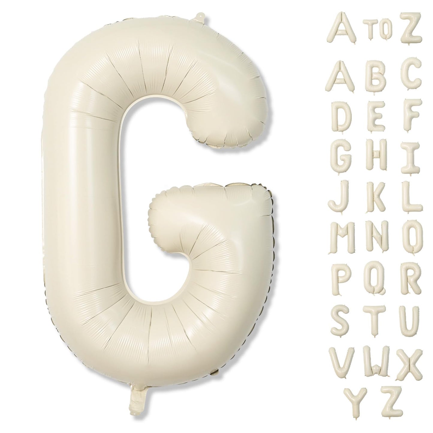 40 Inch Custom Letter Balloons, Giant Alphabet G Foil Name Balloon Cream White, Mylar Self Inflating Beige G, Helium Customize for Women Birthday Party Decoration