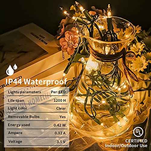 MULTI-SPARKING Clear Christmas Lights 35 Count - Incandescent Warm White Mini String Lights for Indoor/Outdoor Holiday Christmas Decorations, 8.5 Feet Green Wire, Connectable