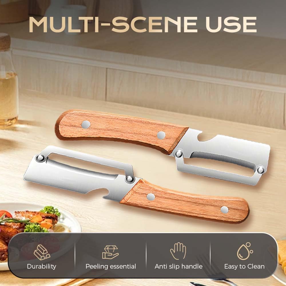 Skiennix Multi-Functional Vegetable Peeler - 2-in-1 Fruit & Veggie Tool with Bottle Opener, Stainless Steel