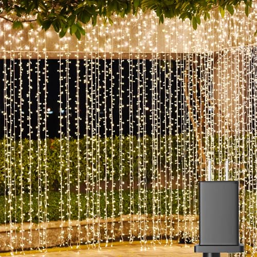 Solhice Warm White LED Curtain Lights 50ft x 10ft Outdoor Indoor Wedding Decor