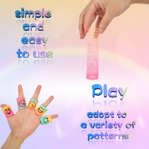 Irnushka Mini Spring Rainbow Coil Party Favors for Kids, Mini Plastic Coil Spring Toy for Easter Egg Filler Party Favor Carnival Prize Birthday Goodie Bag Stuffers (Style B, 30)